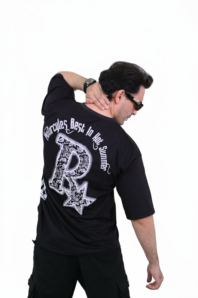 Rockstar Oversized T-Shirt for Men – Black Streetwear Graphic Tee