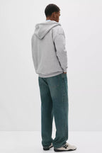 Grey Regular Fit Rich Jersey Fabric Zip-Up