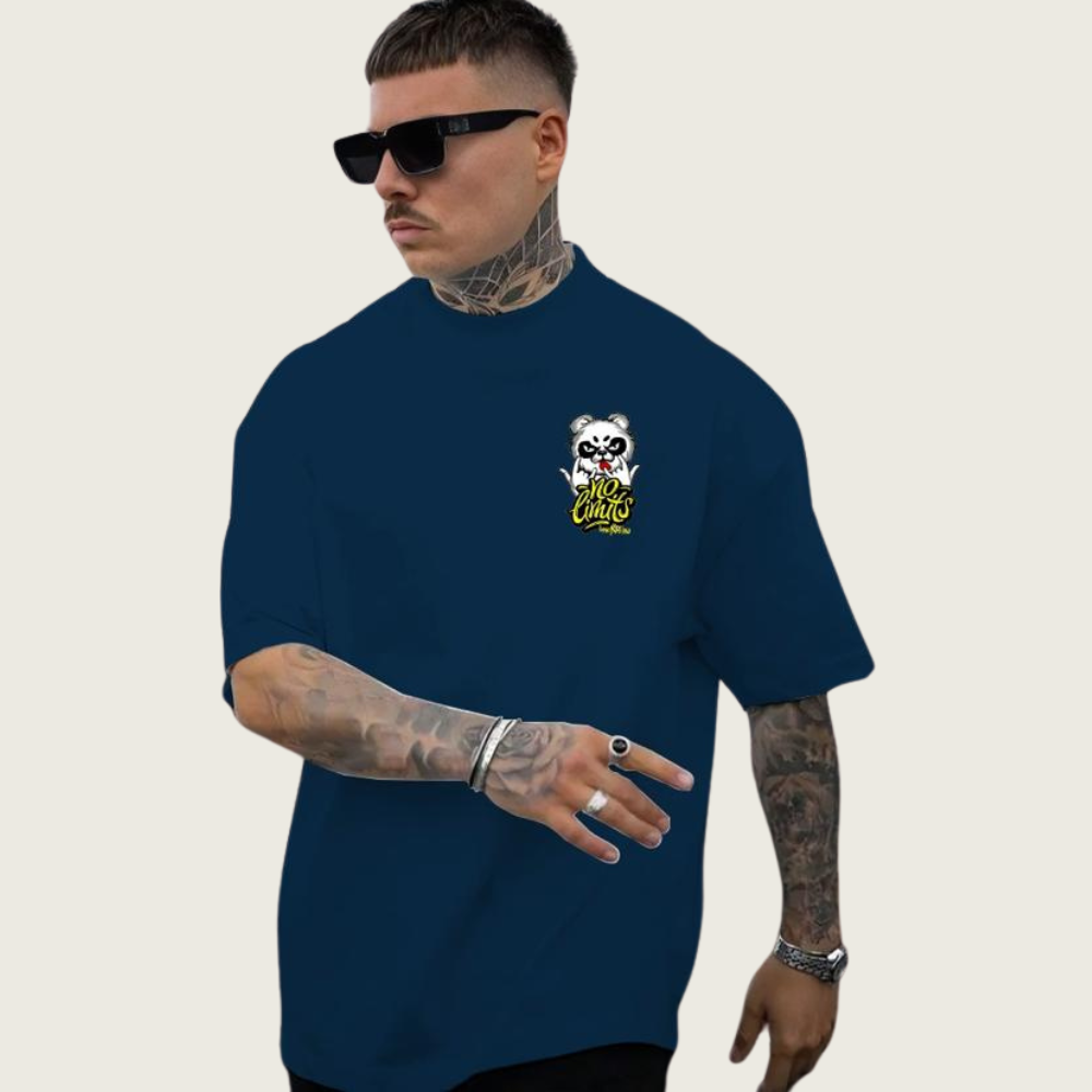 DROP SHOUILDER NO LIMITS PRINTED TEE-SHIRT FOR MENS