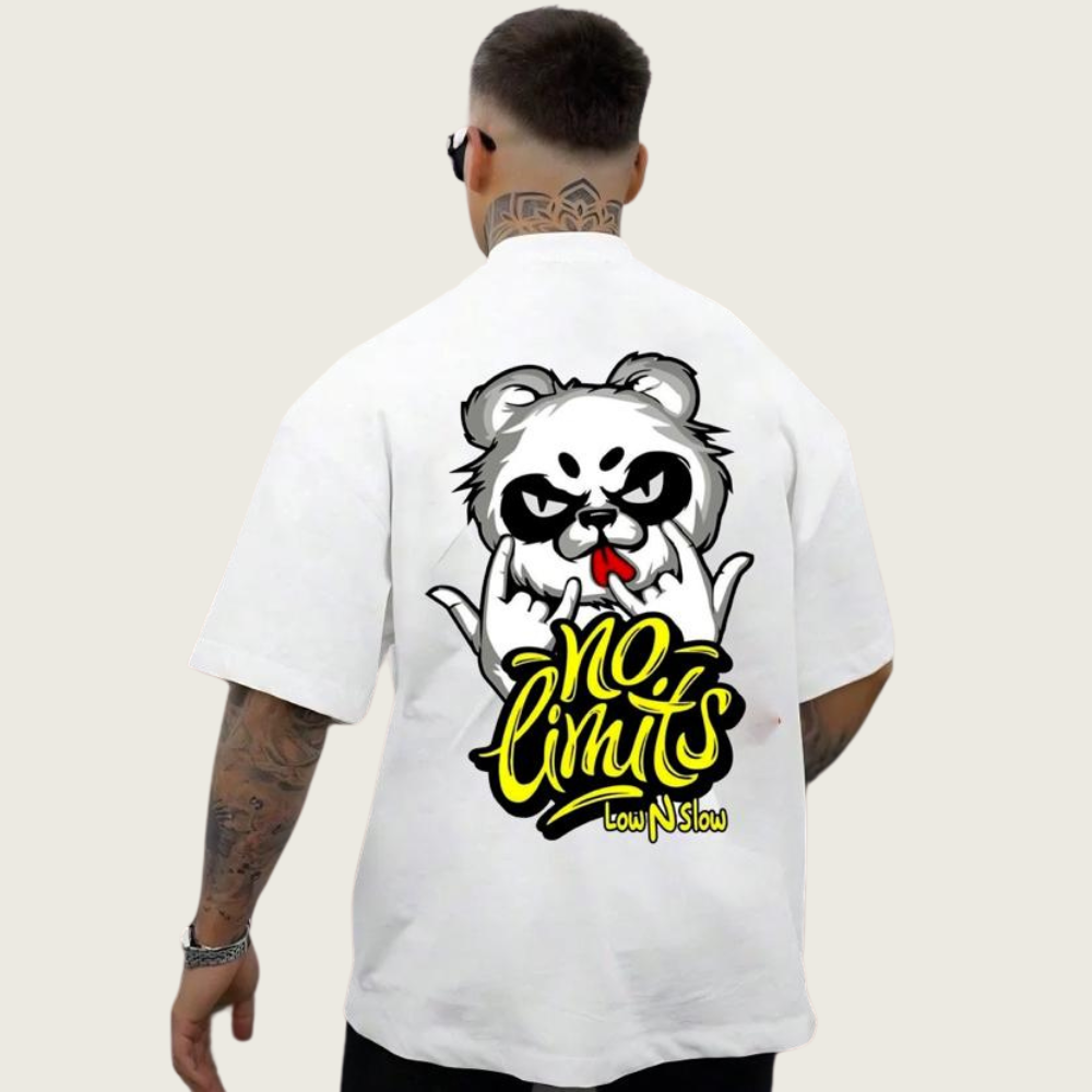 DROP SHOUILDER NO LIMITS PRINTED TEE-SHIRT FOR MENS