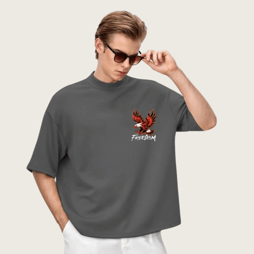 DROP SHOULDER PRINTED TEE-SHIRT FOR MENS FREEDOM