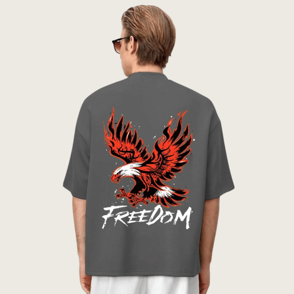 DROP SHOULDER PRINTED TEE-SHIRT FOR MENS FREEDOM