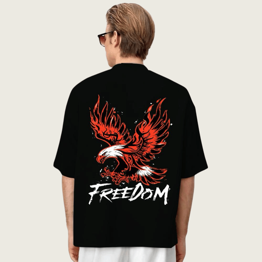 DROP SHOULDER PRINTED TEE-SHIRT FOR MENS FREEDOM