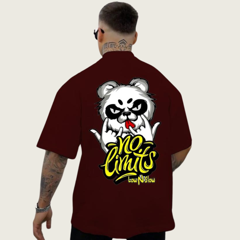 DROP SHOUILDER NO LIMITS PRINTED TEE-SHIRT FOR MENS