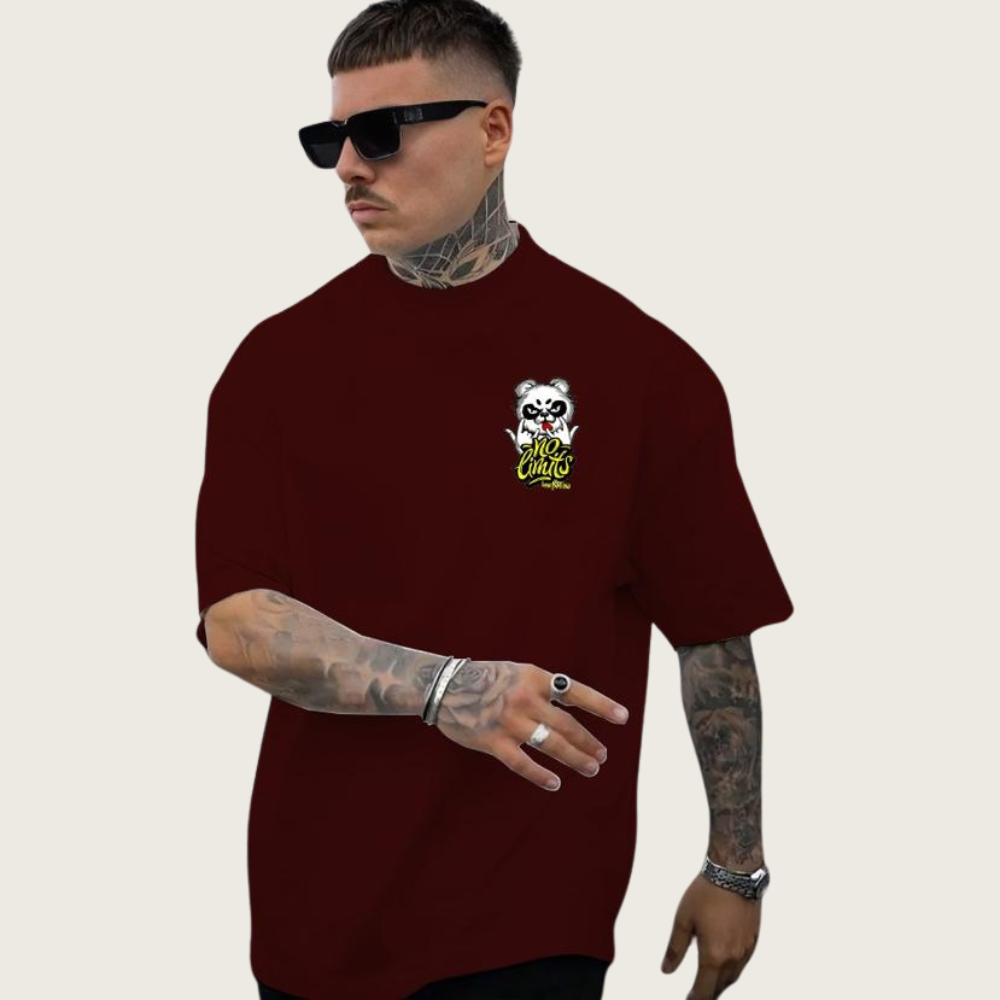 DROP SHOUILDER NO LIMITS PRINTED TEE-SHIRT FOR MENS