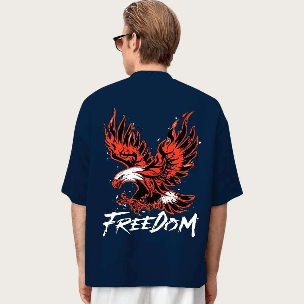 DROP SHOULDER PRINTED TEE-SHIRT FOR MENS FREEDOM