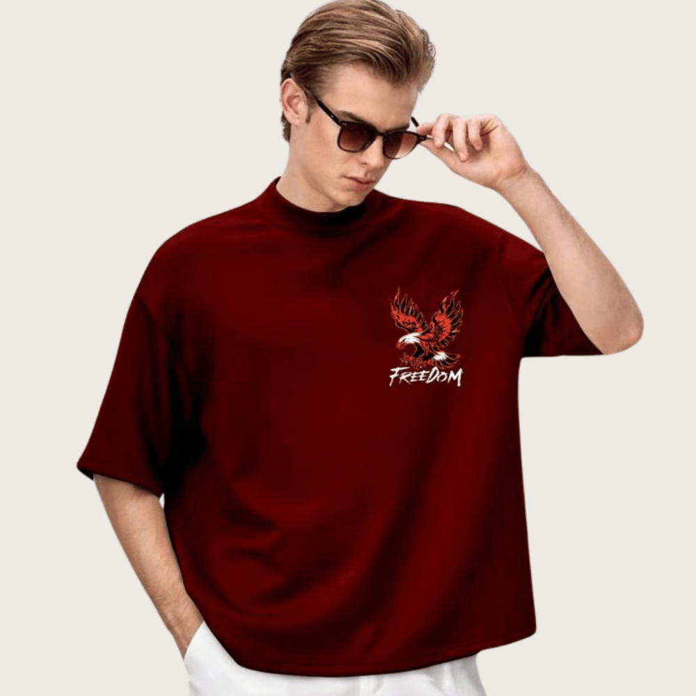 DROP SHOULDER PRINTED TEE-SHIRT FOR MENS FREEDOM