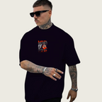 DROP SHOUILDER MIND OF FUTURE PRINTED TEE SHIRT FOR MENS  (BLACK)