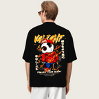 DROP SHOUILDER MEN'S PANDA GRAPHIC PRINTED TEE-SHIRT FOR MENS (BLACK)