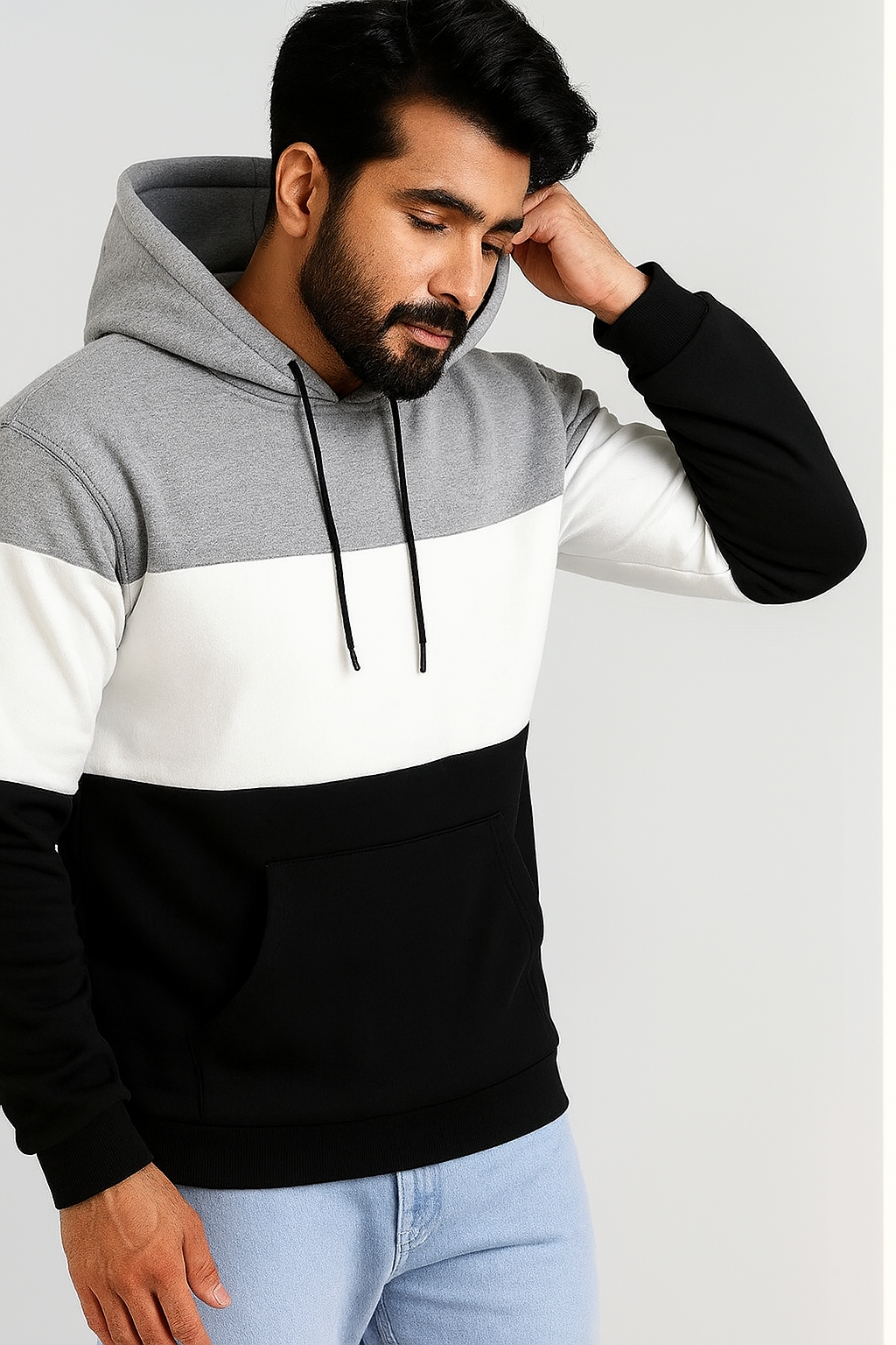 Stylish 3 Panel Hoodies For Men's And Boy's Casual Wear.(Grey)