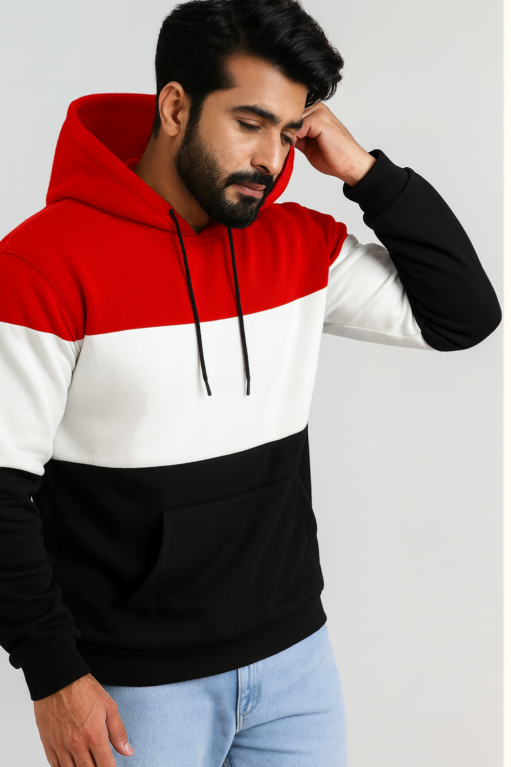 Stylish 3 Panel Hoodies For Men's And Boy's Casual Wear. (Red)
