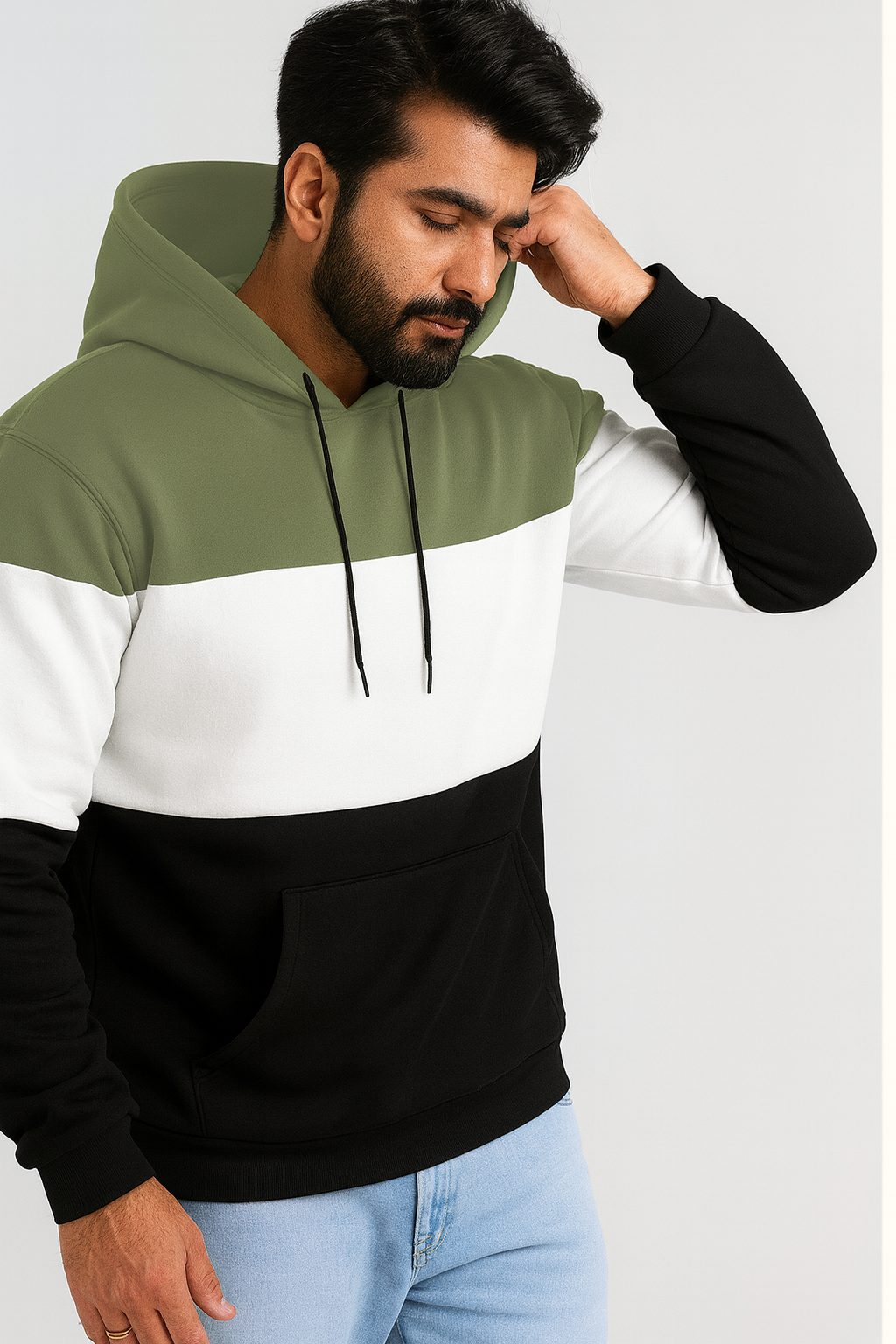 Stylish 3 Panel Hoodies For Men's And Boy's Casual Wear. (Green)