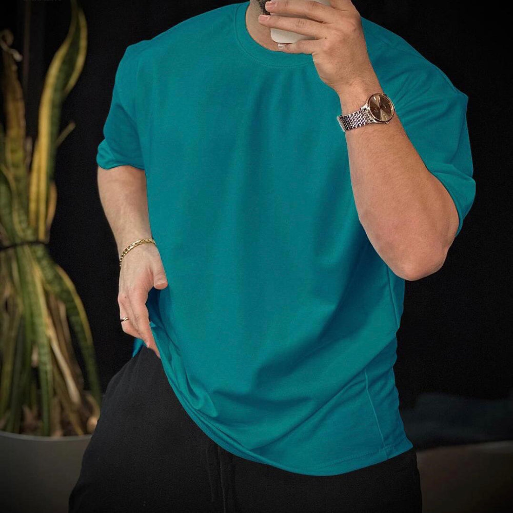 Men's Oversized Solid Cotton Blend Half Sleeve T-Shirts