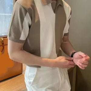 Summer Men's Knitted Short-Sleeve Polo Shirt Korean Style Casual Polo