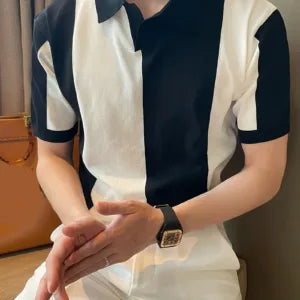 Summer Men's Knitted Short-Sleeve Polo Shirt Korean Style Casual Polo