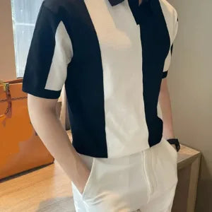 Summer Men's Knitted Short-Sleeve Polo Shirt Korean Style Casual Polo