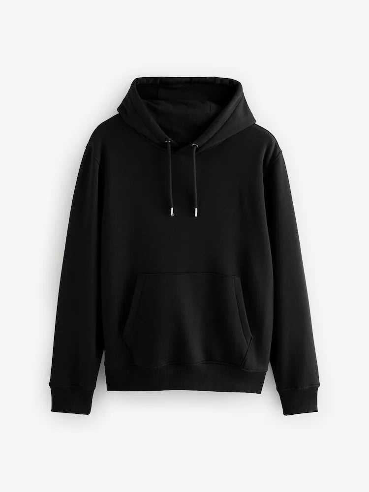 Black Regular Fit Rich Jersey Fabric Hoodie