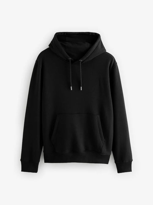 Black Regular Fit Rich Jersey Fabric Hoodie
