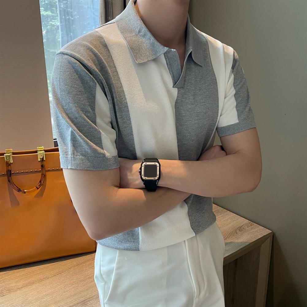Summer Men's Knitted Short-Sleeve Polo Shirt Korean Style Casual Polo