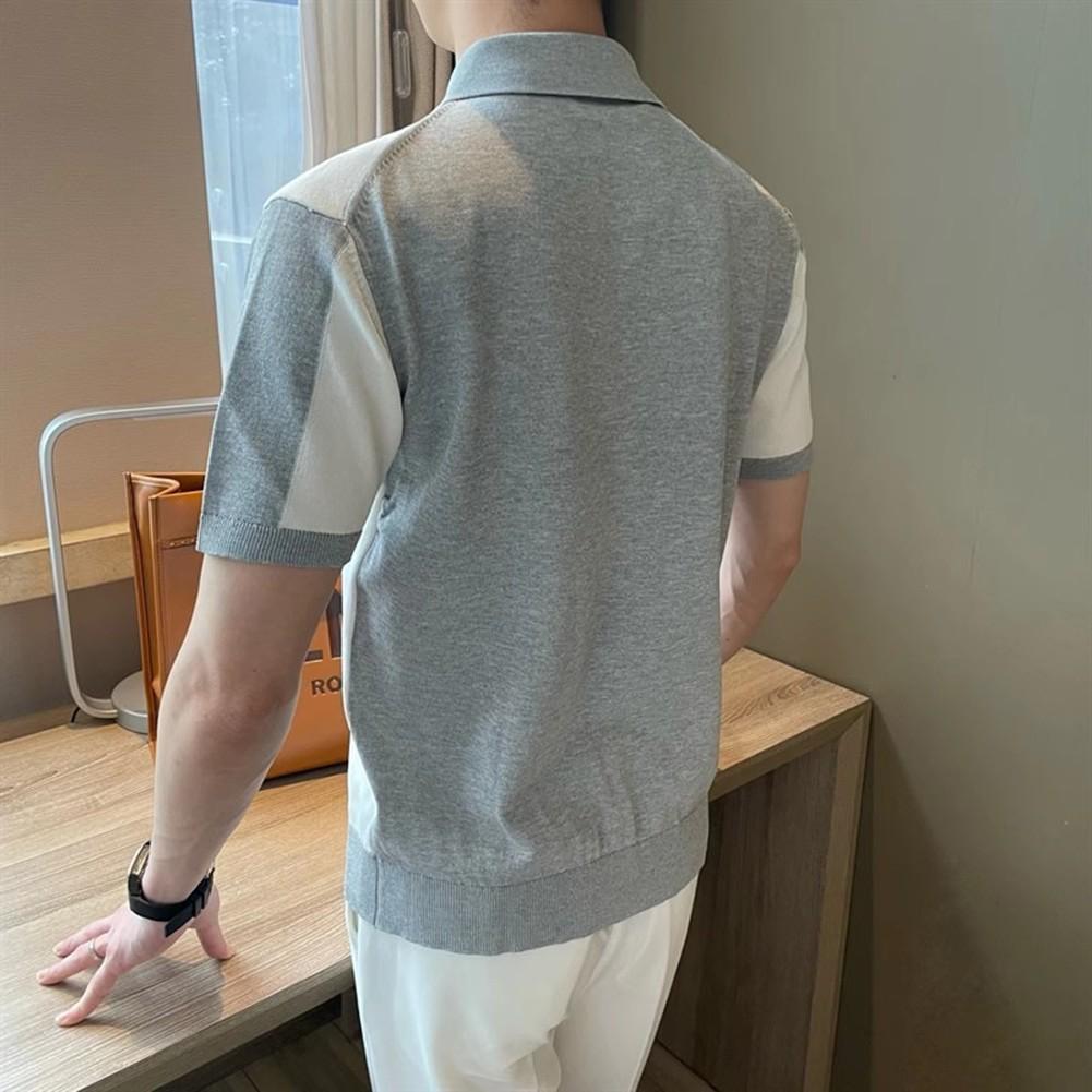 Summer Men's Knitted Short-Sleeve Polo Shirt Korean Style Casual Polo