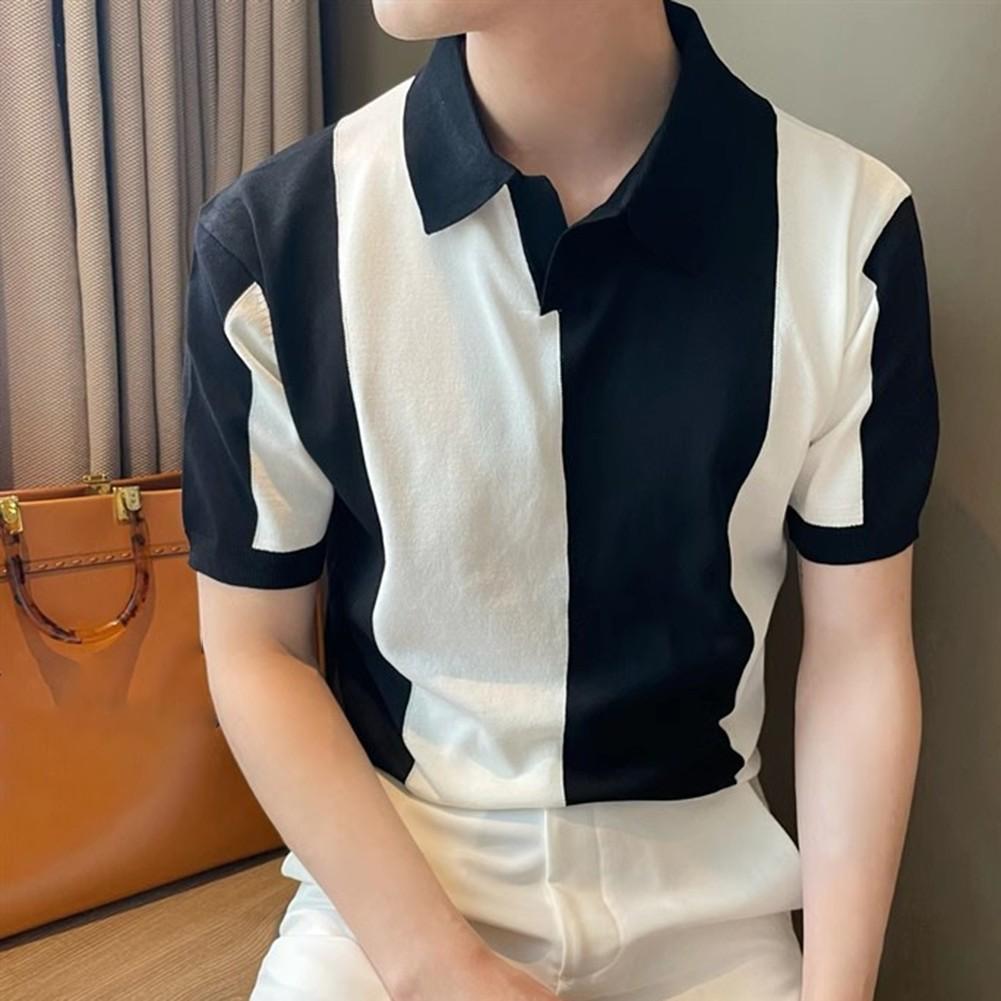 Summer Men's Knitted Short-Sleeve Polo Shirt Korean Style Casual Polo
