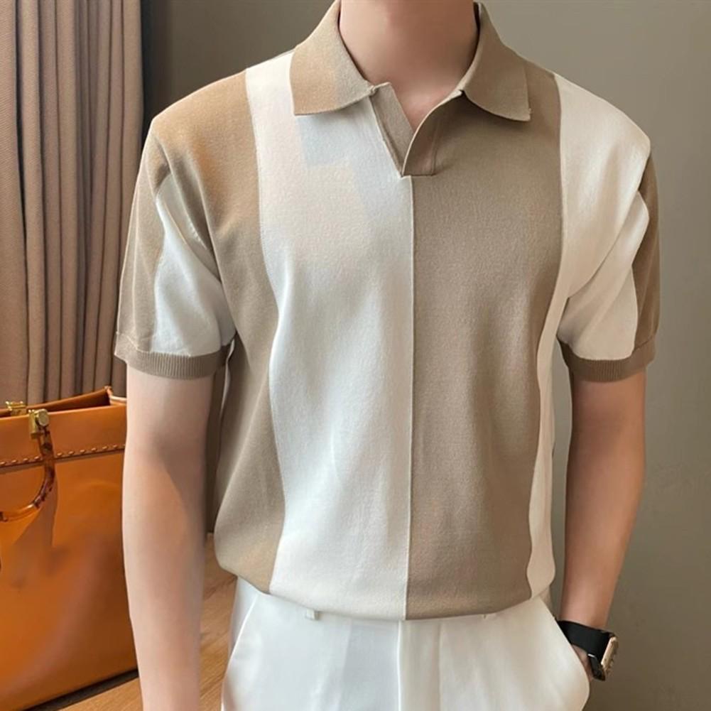 Summer Men's Knitted Short-Sleeve Polo Shirt Korean Style Casual Polo
