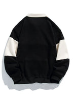 American Retro Lapel Sweatshirt Men Women (Black)